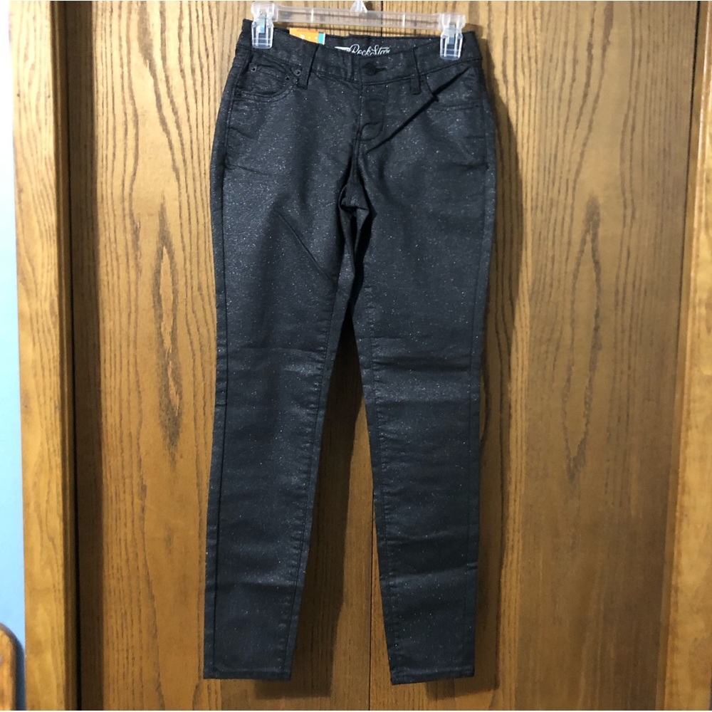 Old Navy Rockstar super skinny black glittery jeans size 2